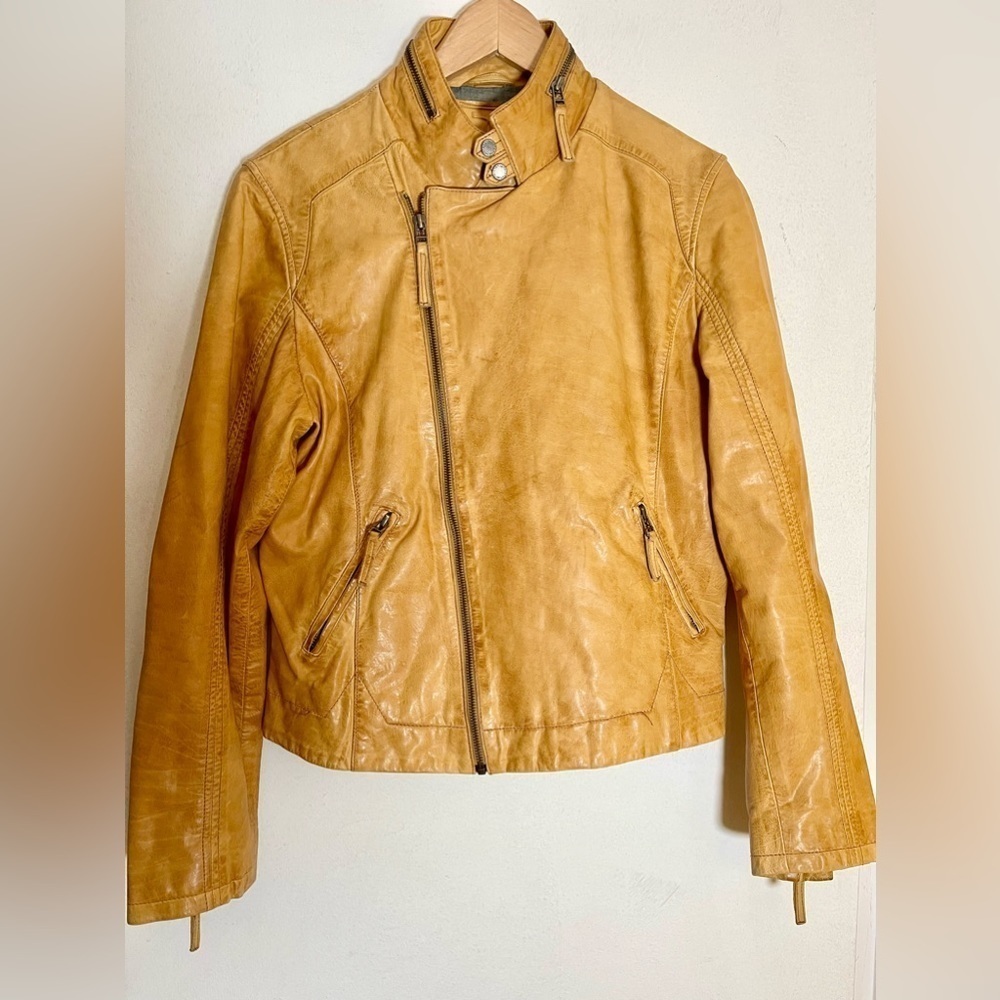 Tristan real leather jacket mustard  colour